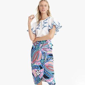 J. Crew Skirt 8 Tie-Back Tulip Ratti Kaleidoscope Floral L7939